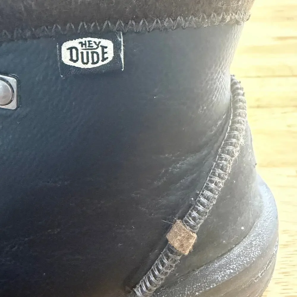 Hey Dude Bradley Boot Youth Size 6 Black Comfortable Lace Up